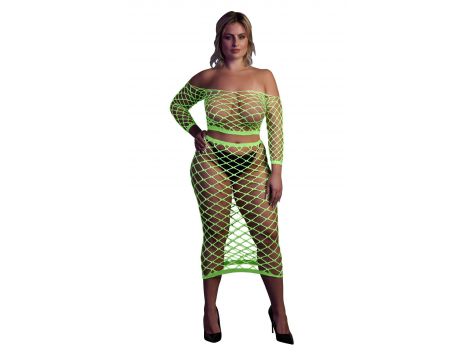 Neonowy komplet bielizny Ouch top z rękawem i spódnica XL XXXXL - 7