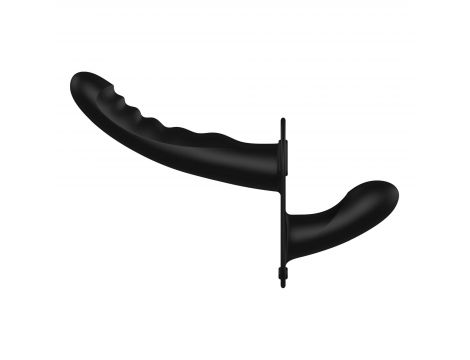 Strap on silikonowy Ouch z podwójnym dildo regulowany czarny - 5