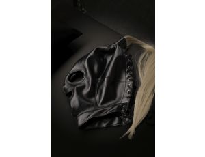 Maska BDSM z blond kucykiem Ouch! czarna 55 cm