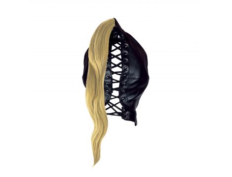Maska BDSM z blond kucykiem Ouch! czarna 55 cm - 7