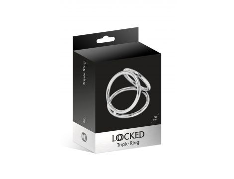 Pierścień erekcyjny Triple Ring Locked stal nierdzewna 50 37 45 mm - 2