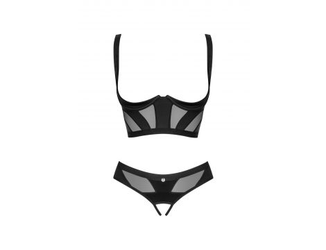 Komplet bielizny erotycznej Obsessive Chic Amoria otwarty czarny XS/S - 3