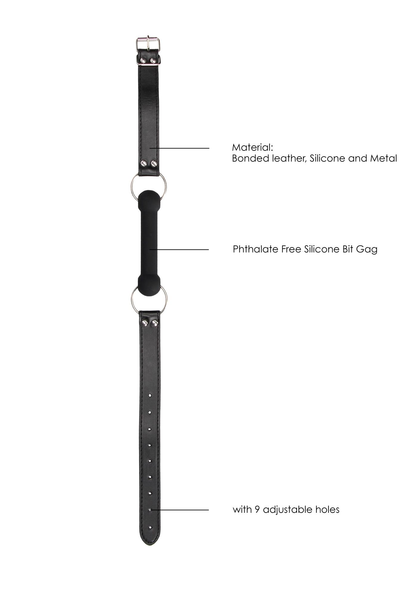 silicone bit gag - with adjustable bonded leather straps