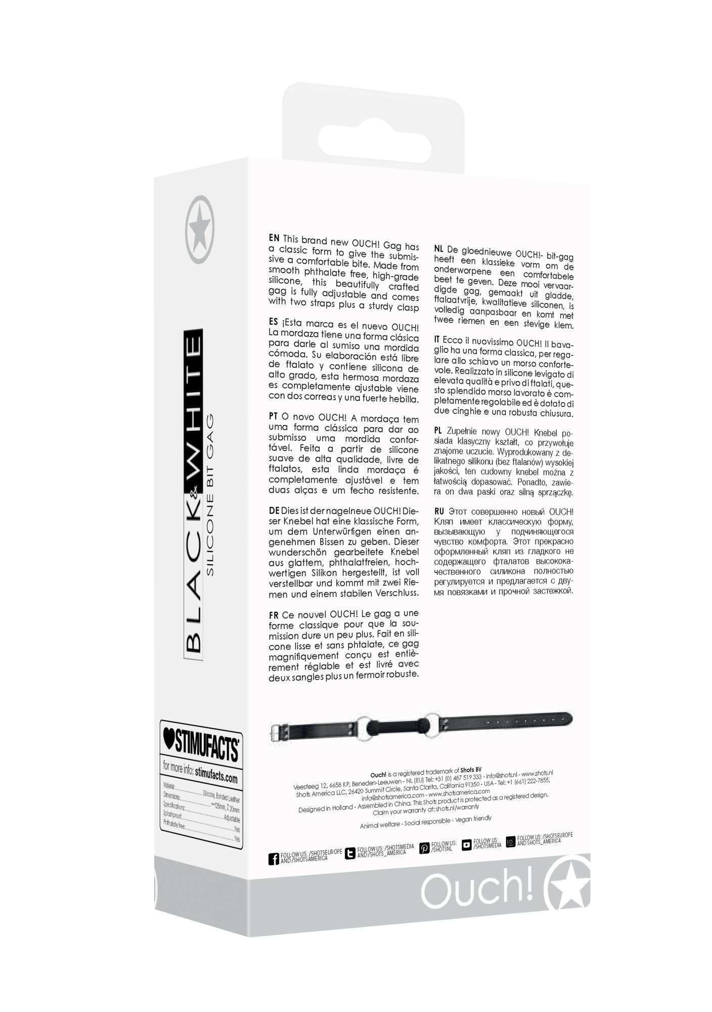 silicone bit gag - with adjustable bonded leather straps