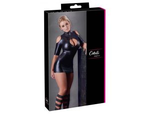 Sukienka mini wet look Cottelli PARTY czarna XL