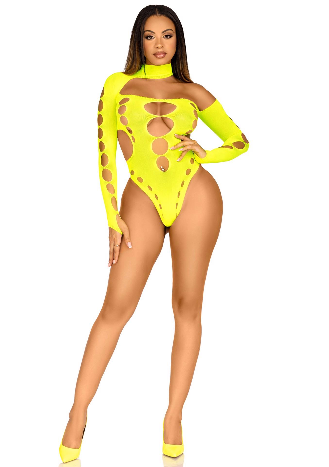 seamless thong back bodysuit yellow