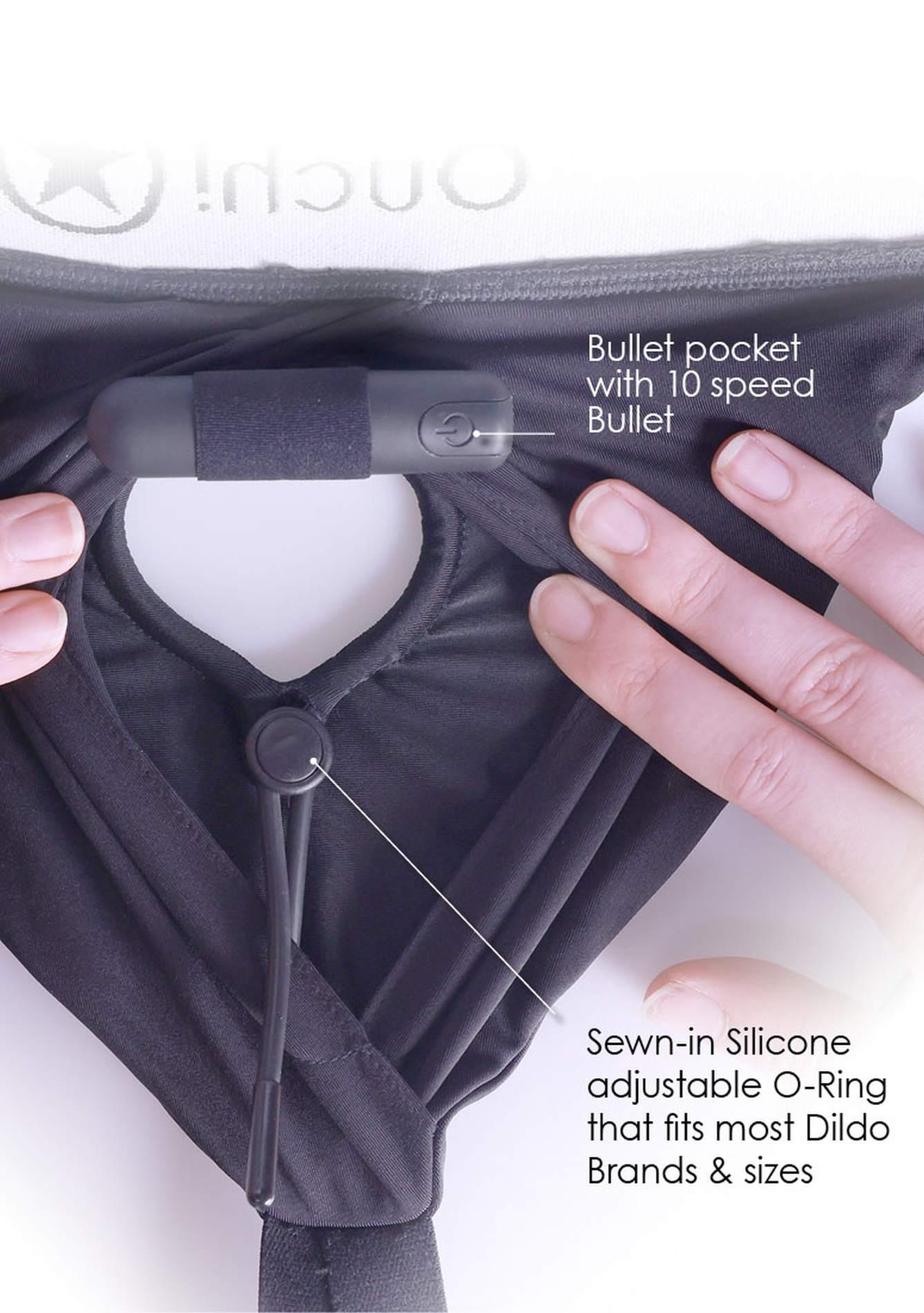 vibrating strap-on hipster - xs/s