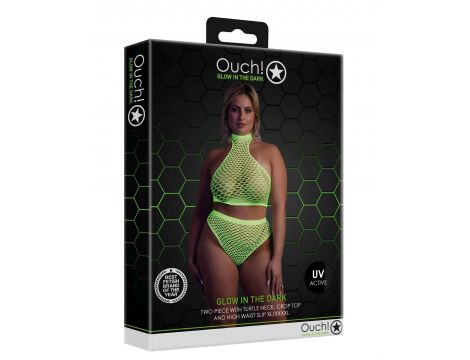 Komplet bielizny neonowej Ouch! z golfem XL/XXXXL - 3