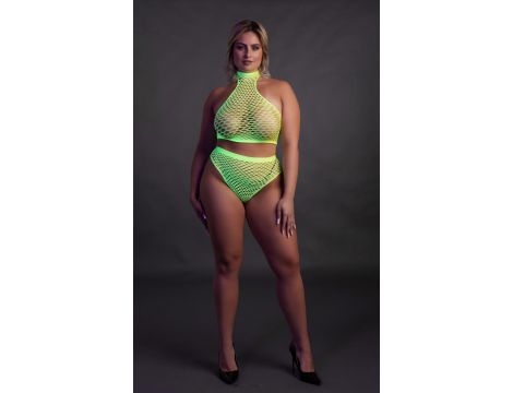 Komplet bielizny neonowej Ouch! z golfem XL/XXXXL - 6