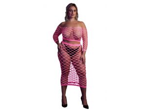 Komplet bielizny Ouch! neonowy UV długi top i spódnica XL XXXXL