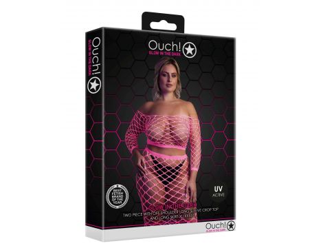 Komplet bielizny Ouch! neonowy UV długi top i spódnica XL XXXXL - 3