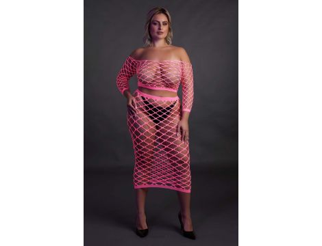 Komplet bielizny Ouch! neonowy UV długi top i spódnica XL XXXXL - 6