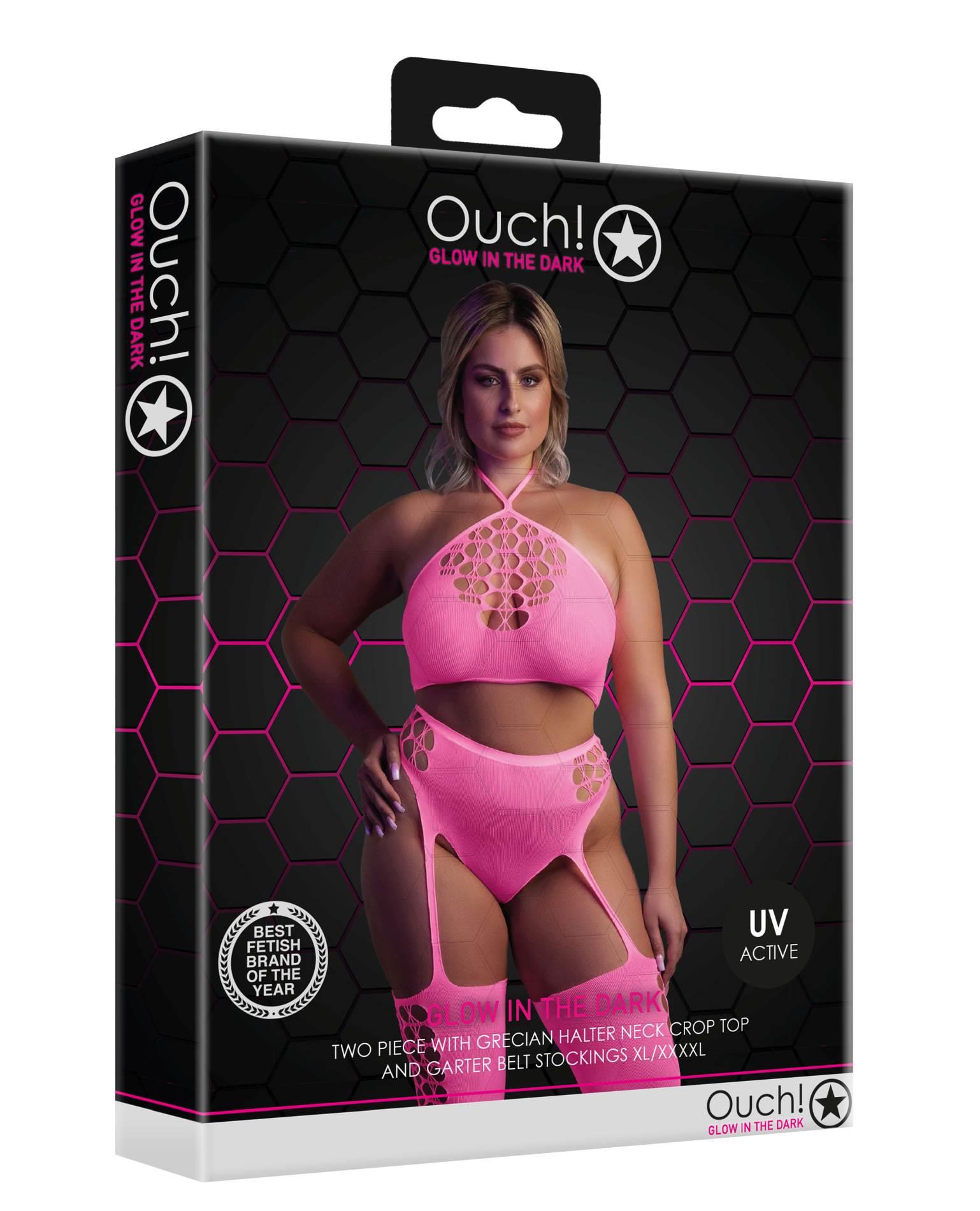 two piece with crop top and stockings  xl/xxxxl