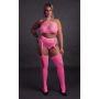 Komplet bielizny neonowej Ouch! z topem i pończochami XL XXXXL - 7