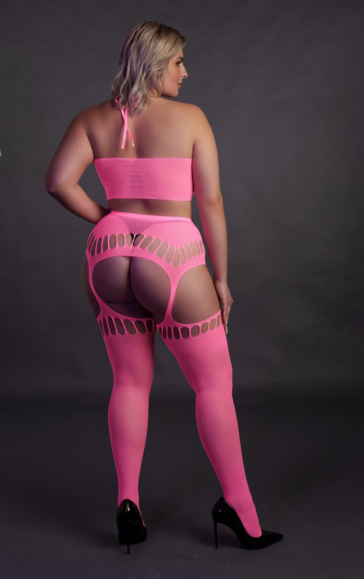 two piece with crop top and stockings xl/xxxxl