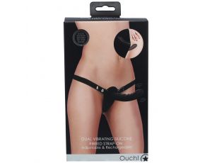 Strap-on podwójnie wibrujący Ouch! silikonowy regulowany czarny