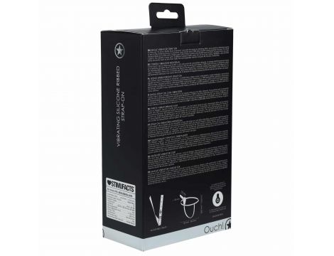 Wibrujący strapon silikonowy Ouch żebrowany regulowany czarny 15,5 cm - 4