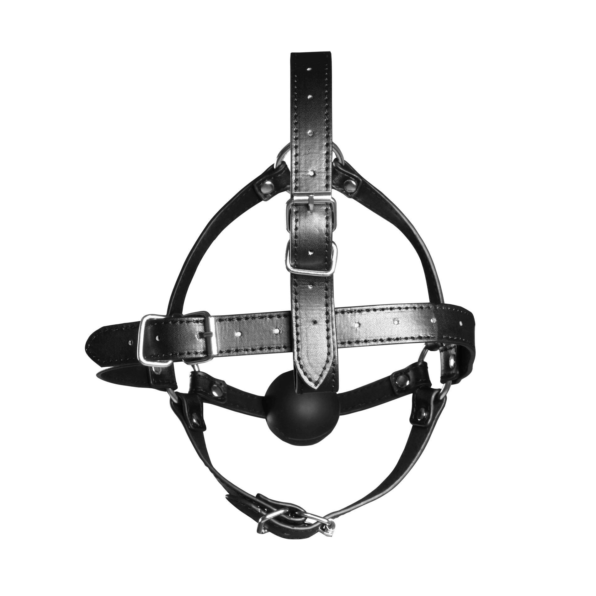 Head Harness With Solid Ball Gag - Black
