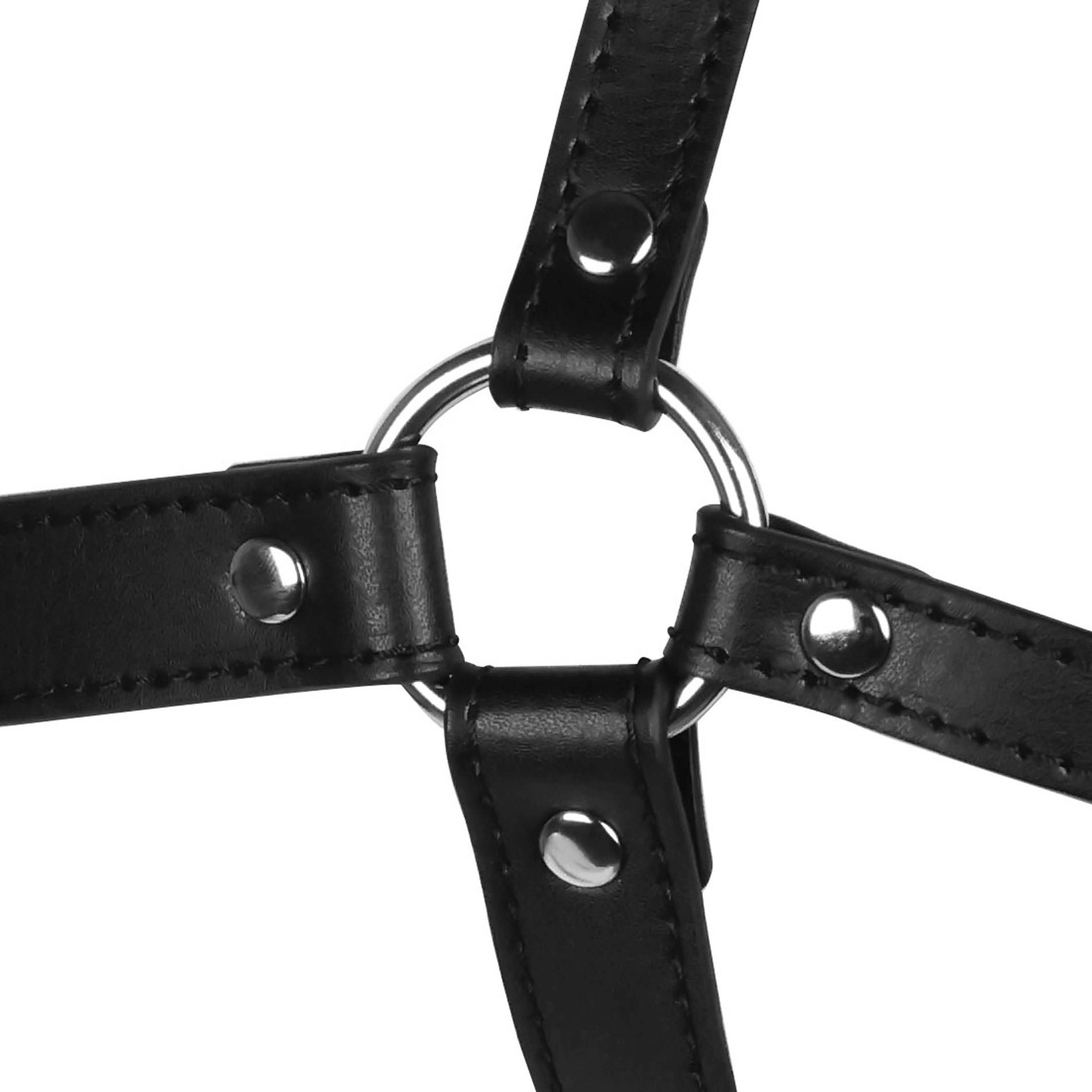 Head Harness With Solid Ball Gag - Black