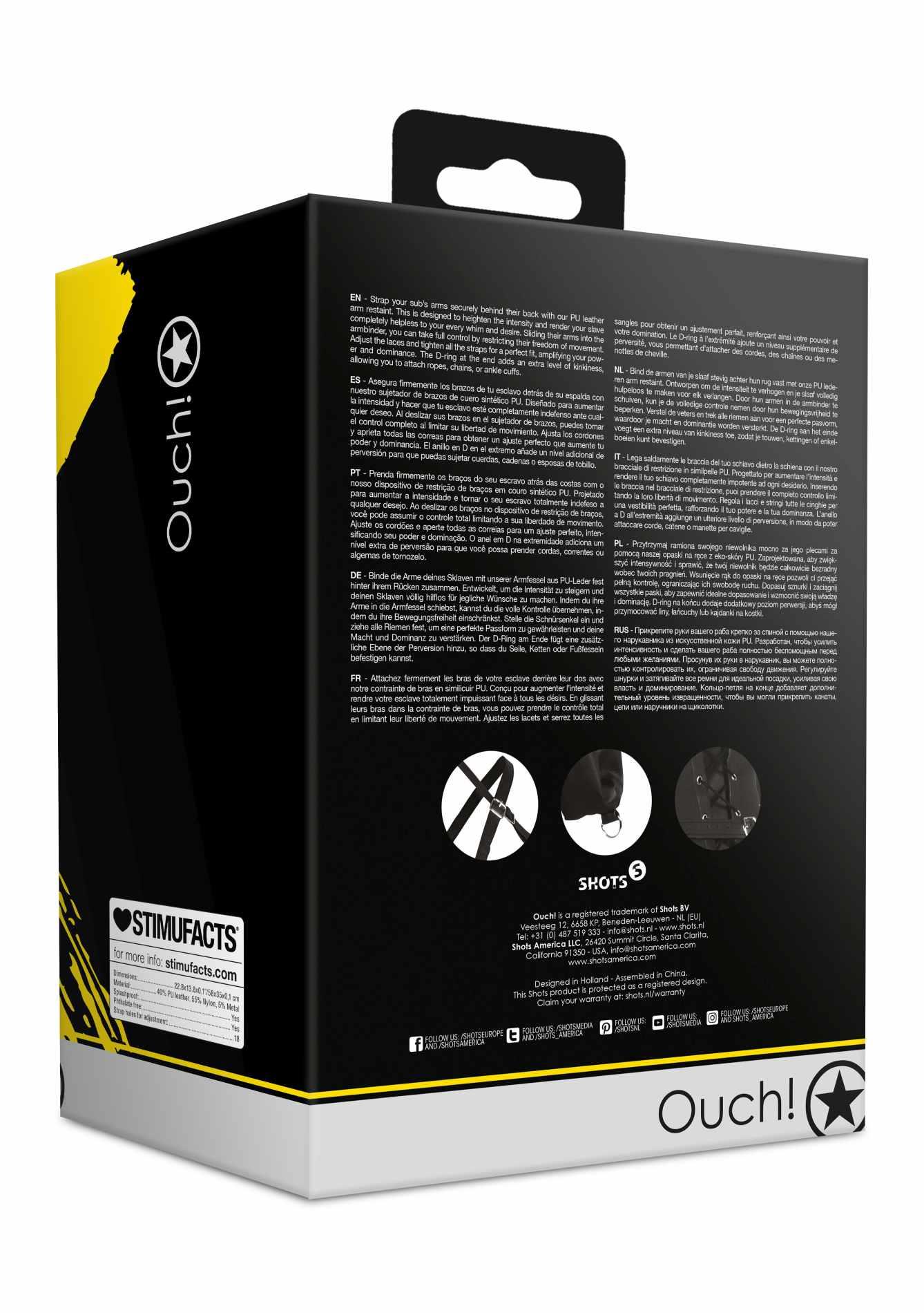 lace-up full sleeve arm restraint - black