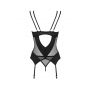 Czarny siateczkowy gorset z stringami i pasami Obsessive M/L - 7