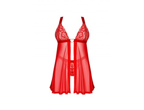 Koronkowy babydoll i stringi Obsessive czerwony M/L - 3