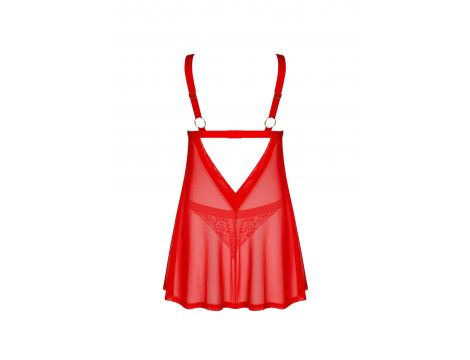 Koronkowy babydoll i stringi Obsessive czerwony M/L - 4