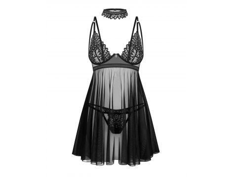 Koronkowy babydoll z stringami i chokerem Donarella Obsessive M/L - 4