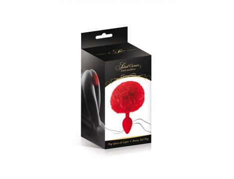 Korek analny Sweet Caress czerwony z pomponem - 2