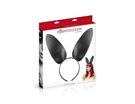 Opaska z uszami króliczymi Fetish Tentation imitacja skóry 19 cm - 3