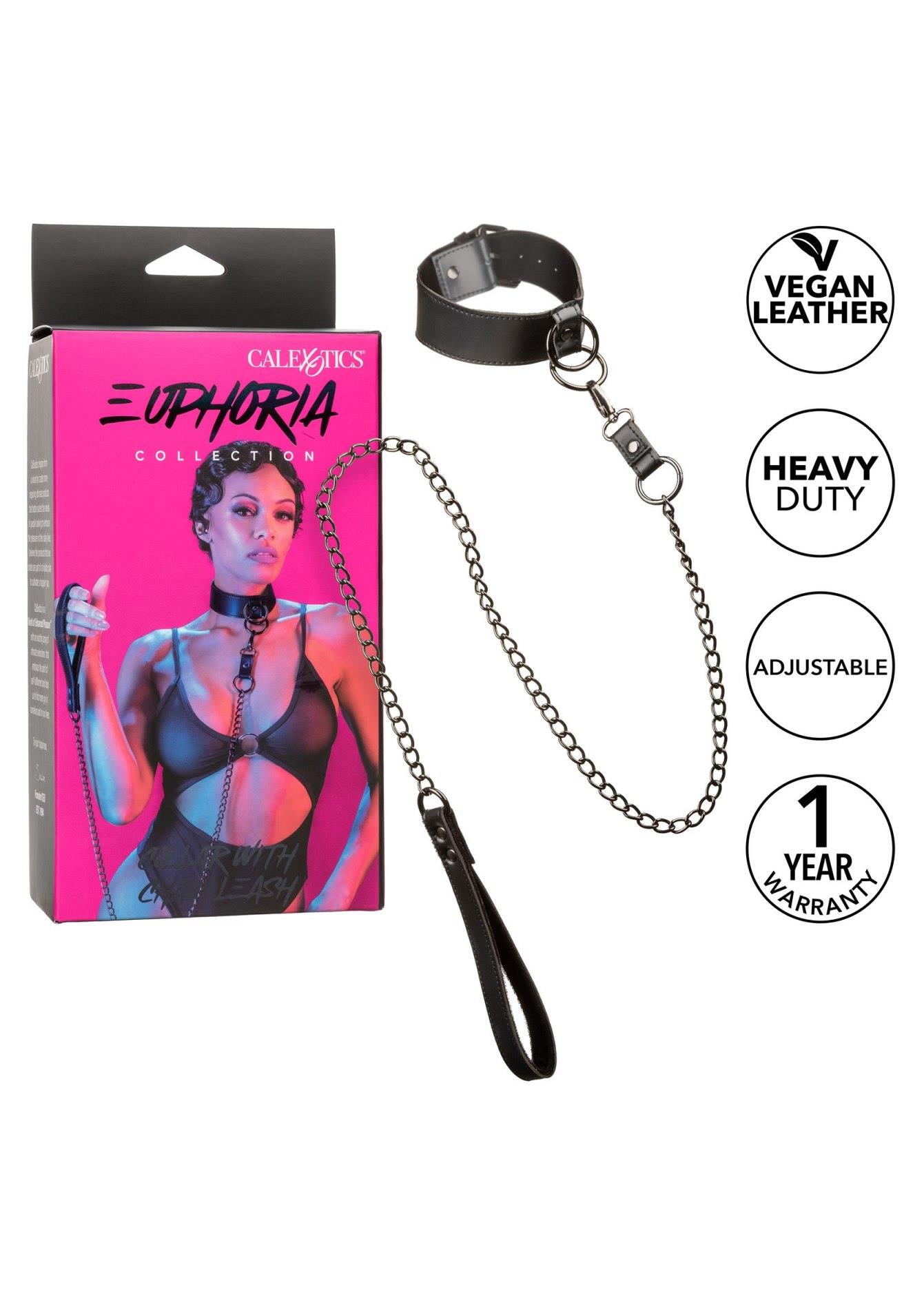 collar with chain leash black