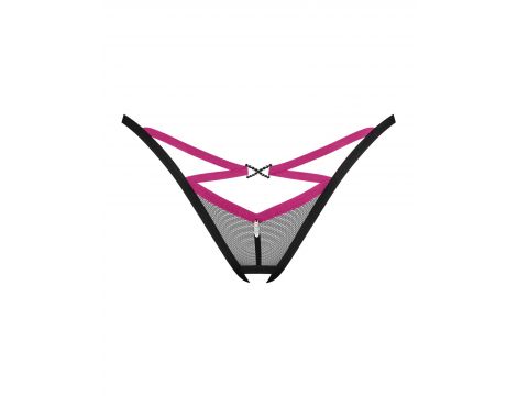 Stringi otwarte Obsessive Novenes czarne z fioletowymi paskami M/L - 4
