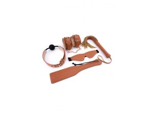 Zestaw BDSM Blaze Elite Dream Toys cognac ze skóry wegańskiej