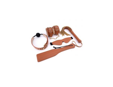 Zestaw BDSM Blaze Elite Dream Toys cognac ze skóry wegańskiej