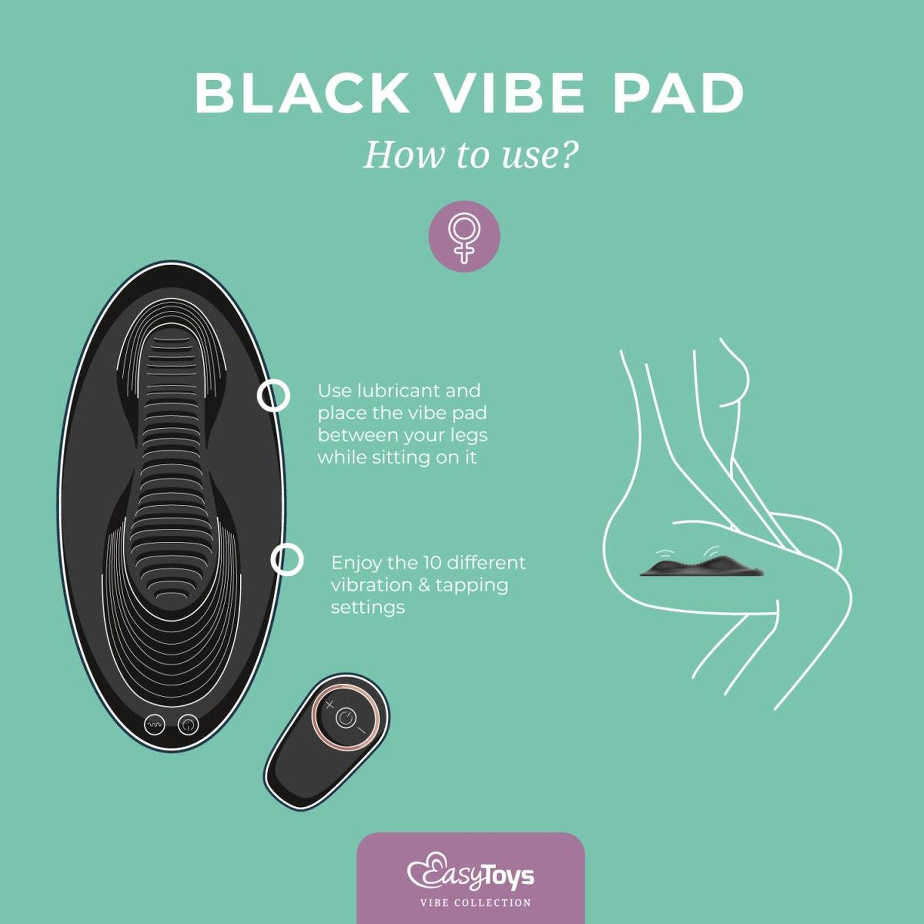 vibe pad double vibration with remote control - black
