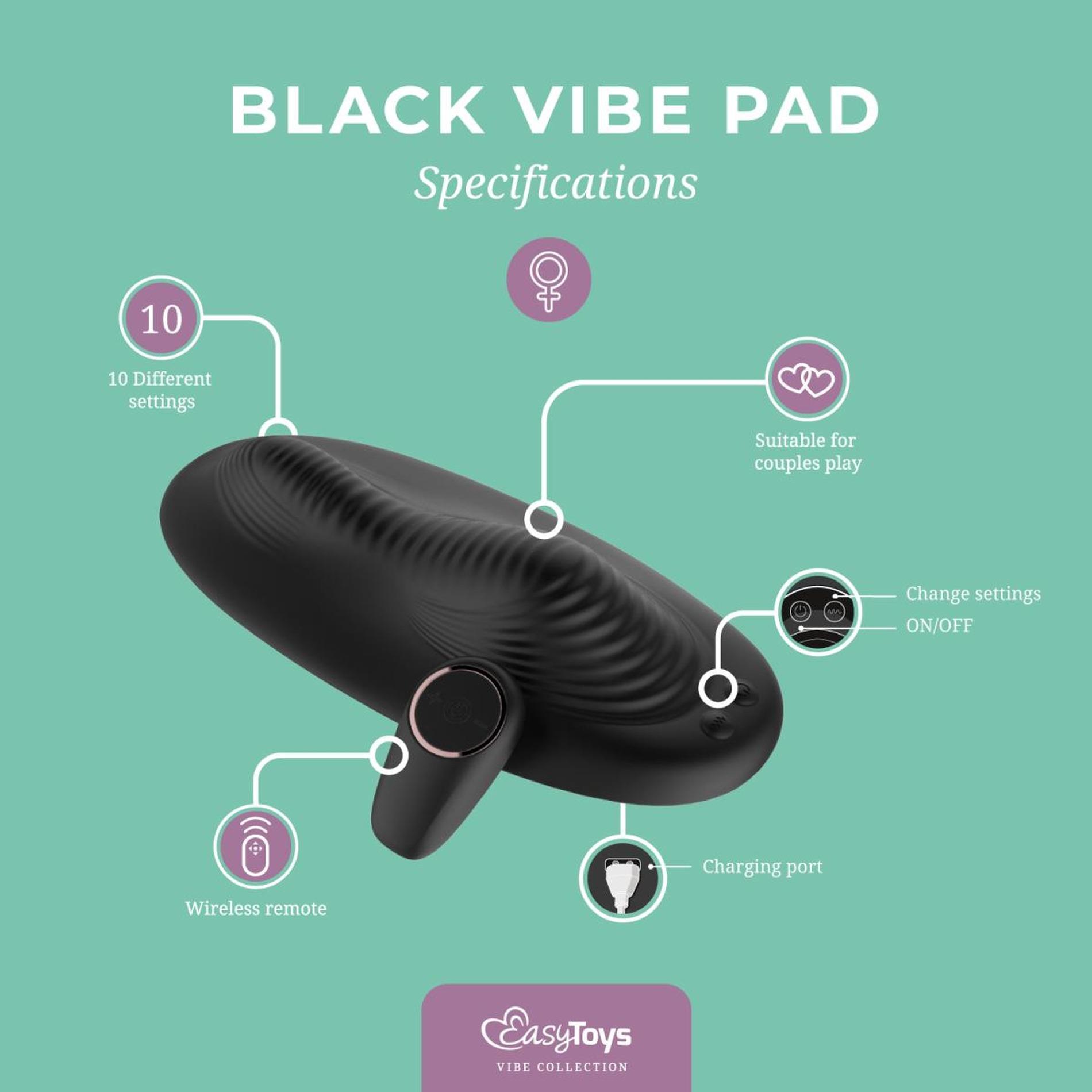 vibe pad double vibration with remote control - black