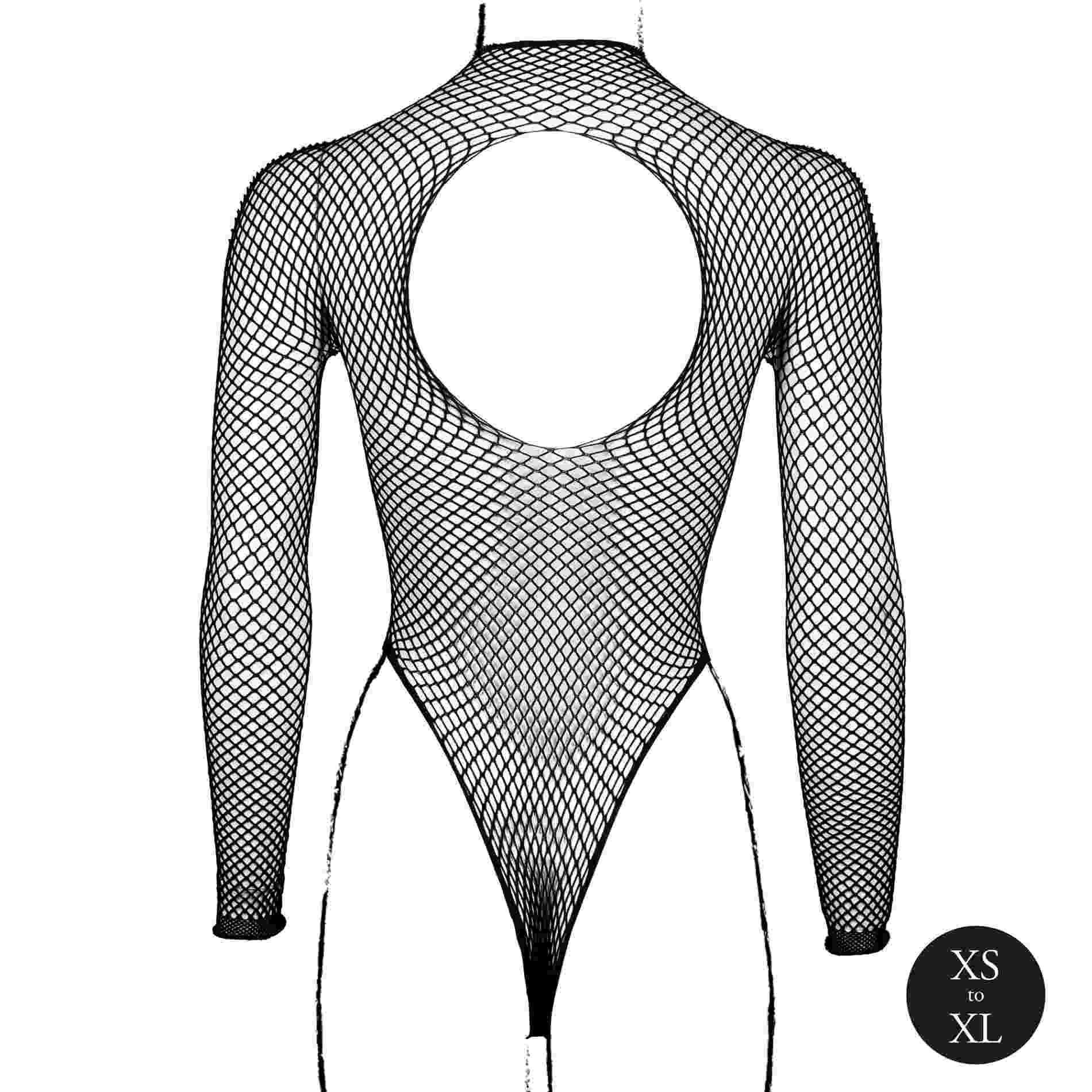 body with fishnet structure and turtle neck.
