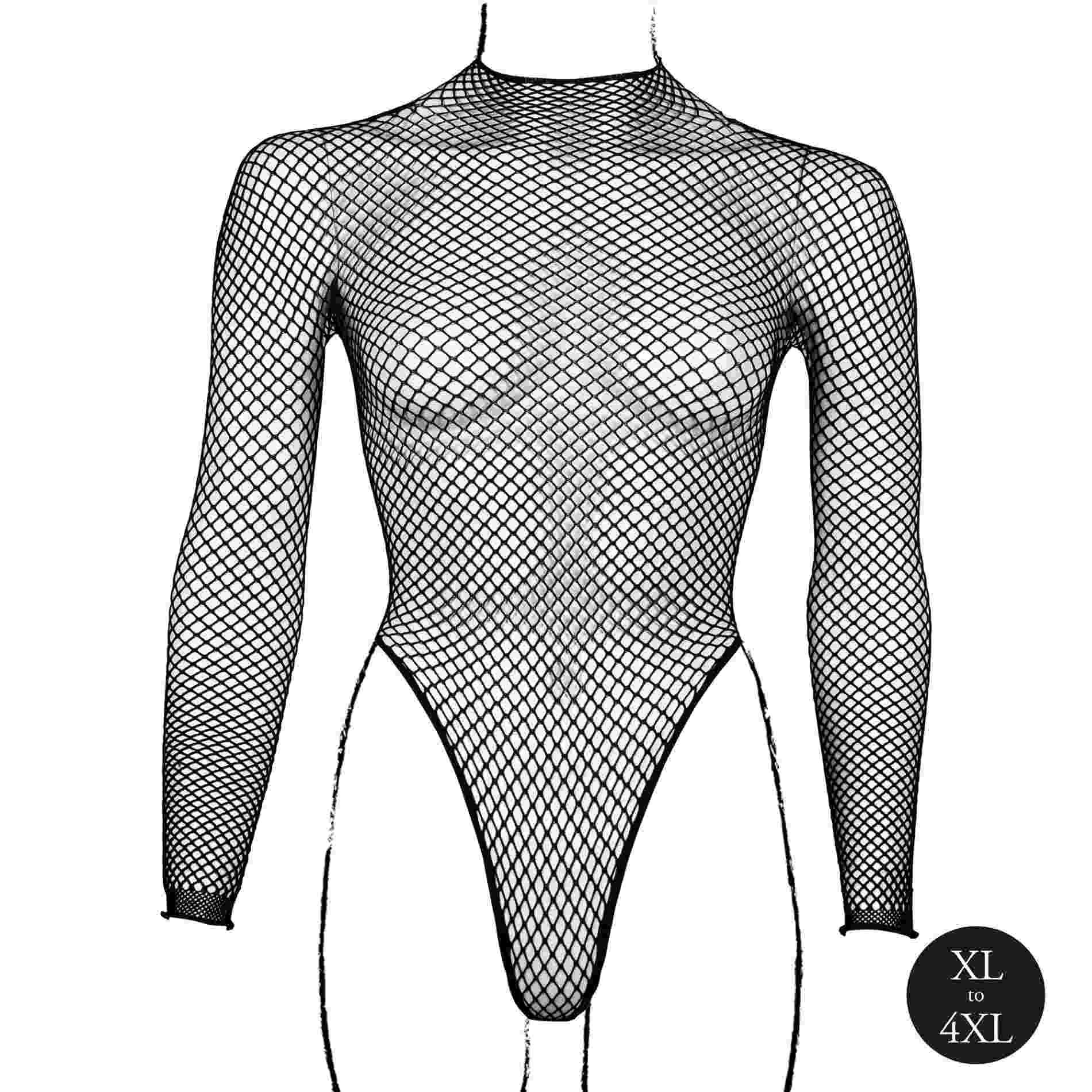 body with fishnet structure and turtle neck.