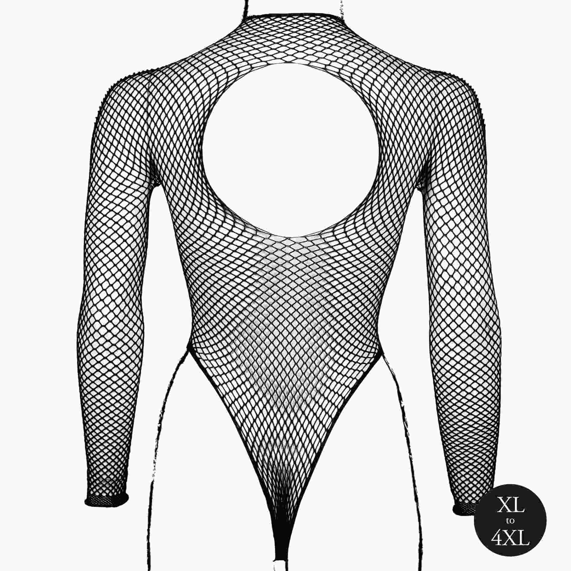 body with fishnet structure and turtle neck.