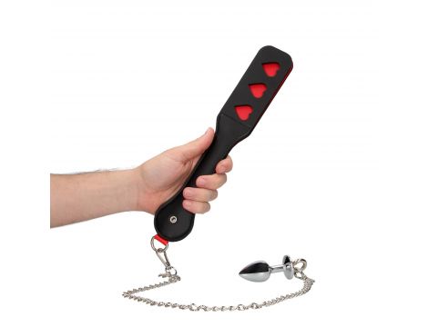 Łopatka Hearts z metalowym korkiem analnym Ouch! PU - 12