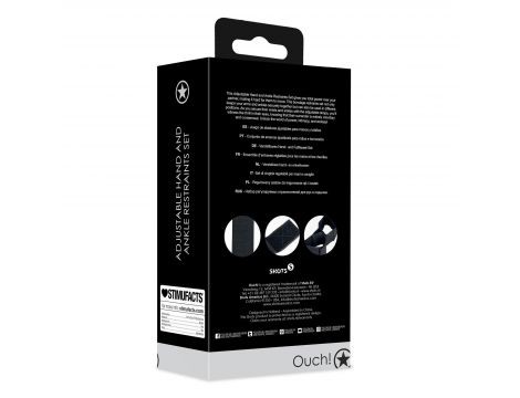 Regulowany zestaw wiązań na ręce i kostki Ouch! czarny - 3