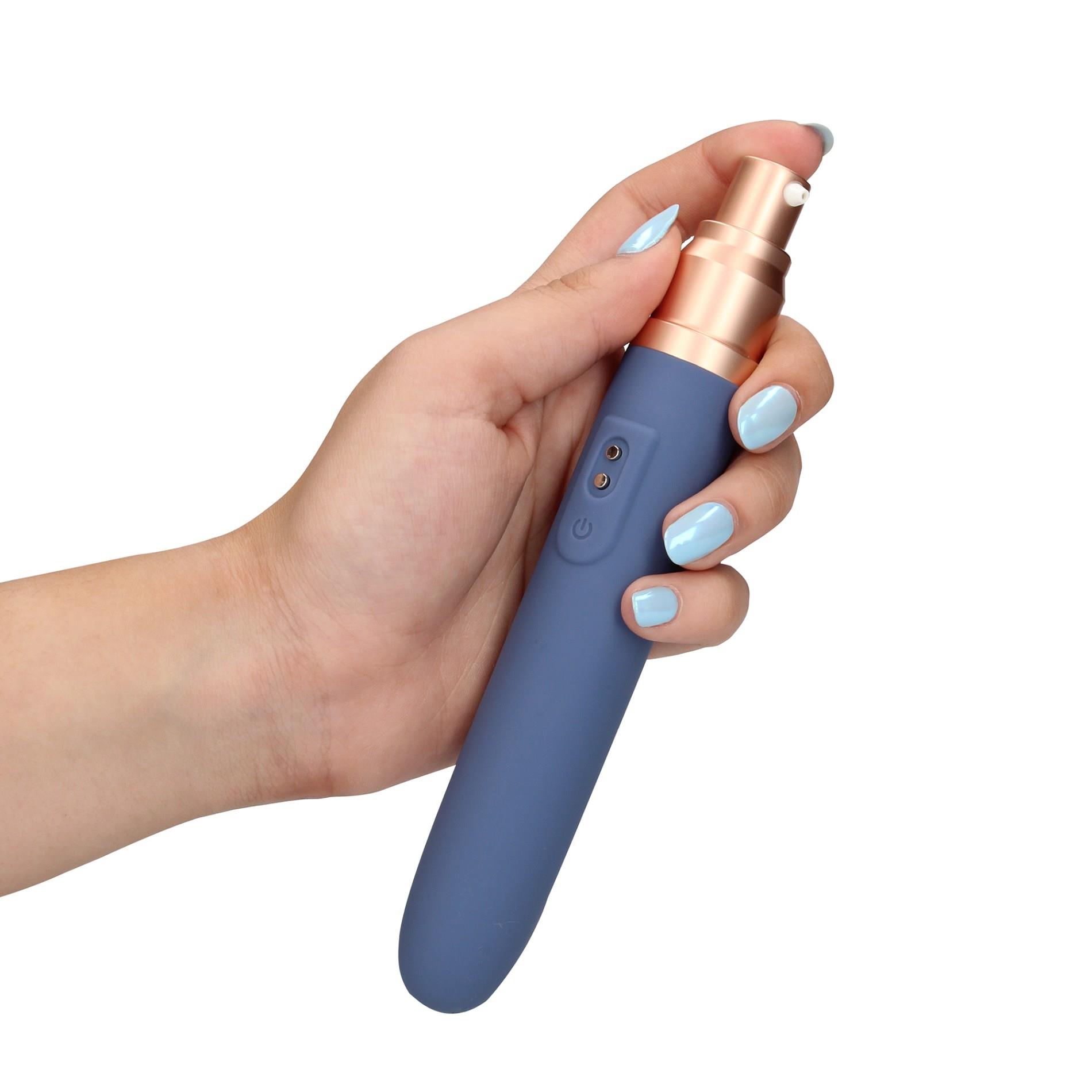 travel vibrator with lube compartment and pump