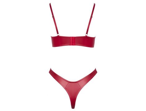 Komplet bielizny Cottelli LINGERIE czerwony wet look z pierścieniami 80B - 7