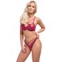 Komplet bielizny Cottelli LINGERIE czerwony wet look z pierścieniami 80B - 4