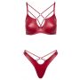 Komplet bielizny Cottelli LINGERIE czerwony wet look z pierścieniami 80B - 7