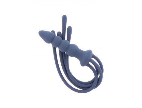 Silikonowy pejcz z korkiem analnym Taboom niebieski 38 cm - 5