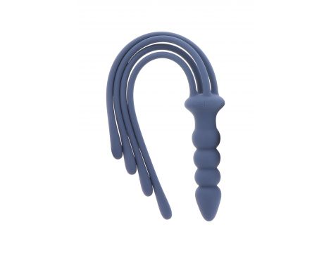 Silikonowy pejcz z korkiem analnym Taboom niebieski 38 cm - 6
