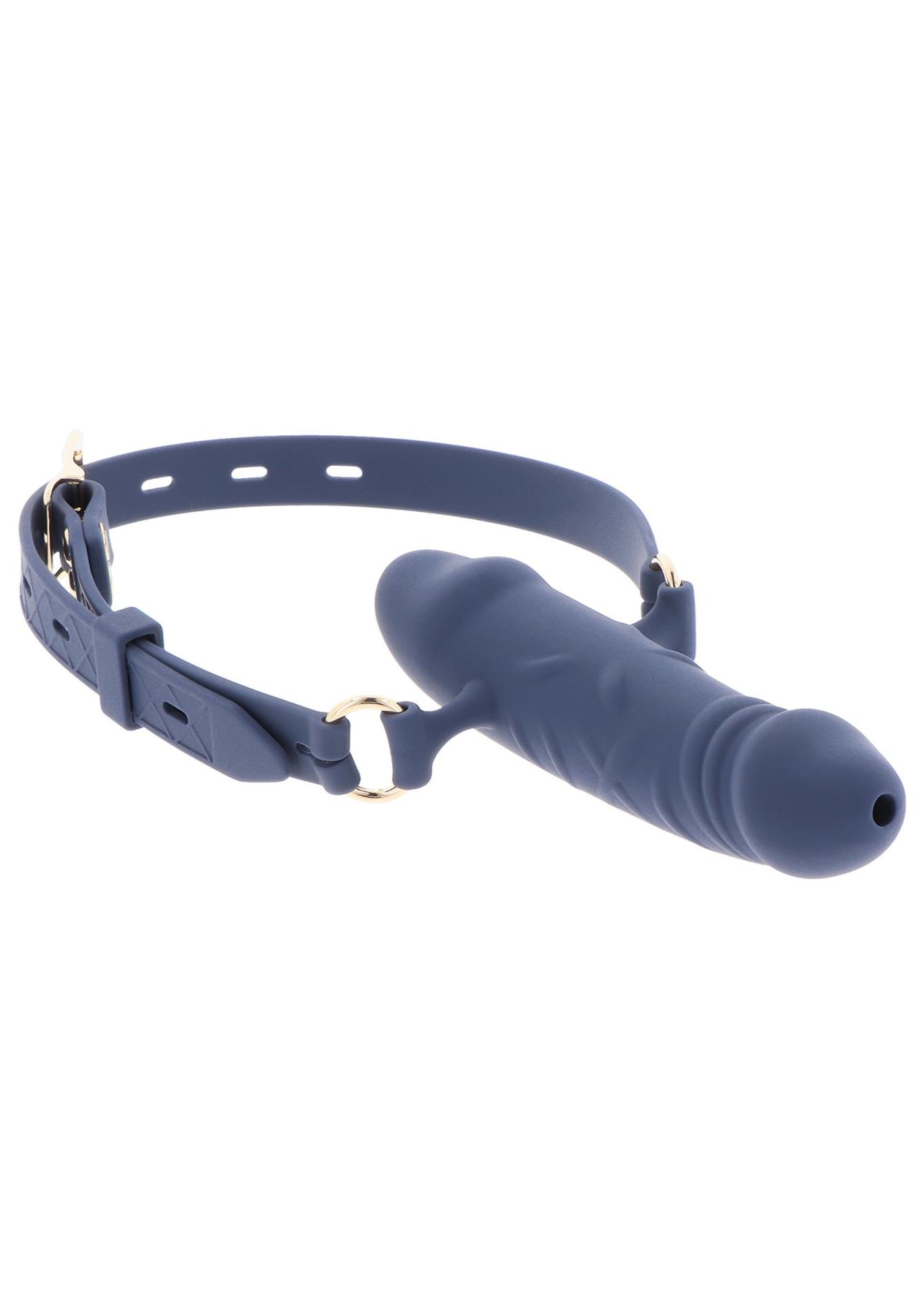 silicone breathable penis gag blue