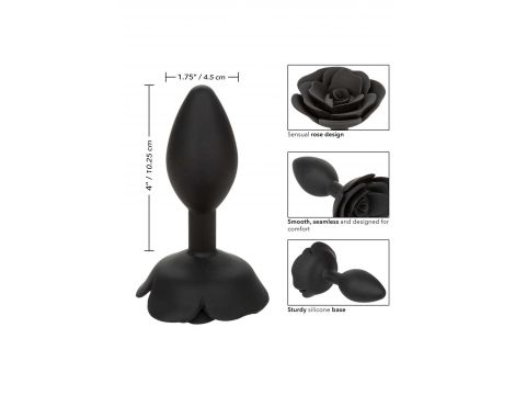 Korek analny silikonowy Calexotics Forbidden Rose duży czarny - 10