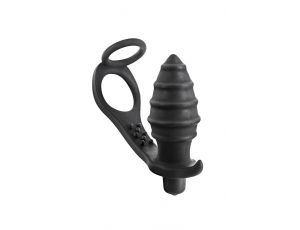 Stymulator prostaty z ringiem i plugiem AP071 czarny